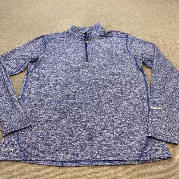 Nike Dri-FIT Running Pullover Mens Large Blue Heather Half Zip 683485-456 - Picture 1 of 10